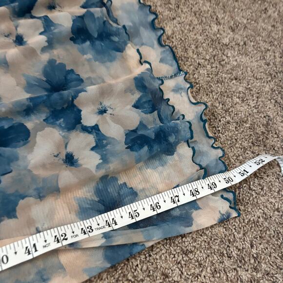 VTG Bebe Blue Floral Mesh Maxi Dress Slim Fit 90s Grunge Fairycore Bodycon Sz M - Picture 4 of 11